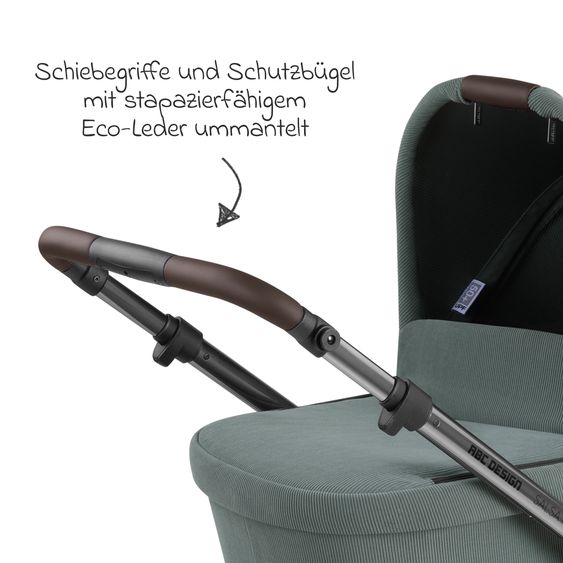 ABC Design Set passeggino 3in1 Salsa 4 Air - include navicella, seggiolino auto Pebble Pro, seggiolino sportivo, giocattolo da afferrare, libro del passeggino e pacchetto accessori XXL - Aloe