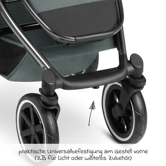 ABC Design Set passeggino 3in1 Salsa 4 Air - include navicella, seggiolino auto Pebble Pro, seggiolino sportivo, giocattolo da afferrare, libro del passeggino e pacchetto accessori XXL - Aloe