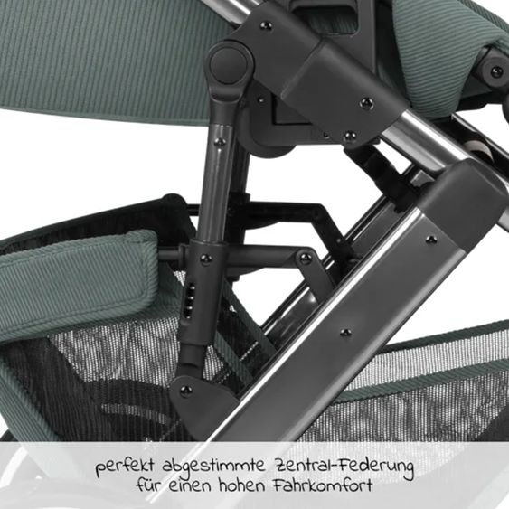 ABC Design Set passeggino 3in1 Salsa 4 Air - include navicella, seggiolino auto Pebble Pro, seggiolino sportivo, giocattolo da afferrare, libro del passeggino e pacchetto accessori XXL - Aloe