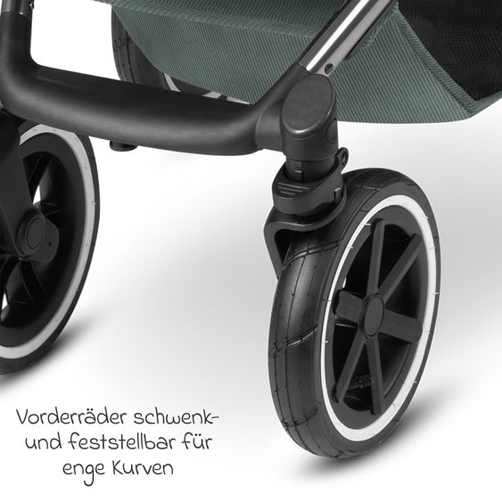 ABC Design Set passeggino 3in1 Salsa 4 Air - include navicella, seggiolino auto Pebble Pro, seggiolino sportivo, giocattolo da afferrare, libro del passeggino e pacchetto accessori XXL - Aloe
