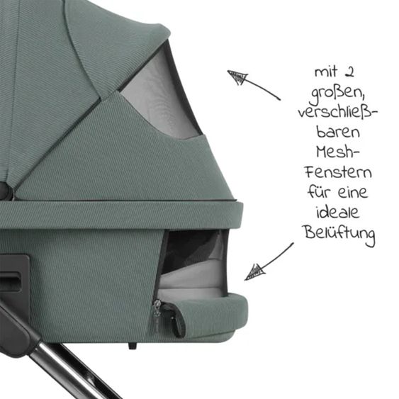 ABC Design Set passeggino 3in1 Salsa 4 Air - include navicella, seggiolino auto Pebble Pro, seggiolino sportivo, giocattolo da afferrare, libro del passeggino e pacchetto accessori XXL - Aloe