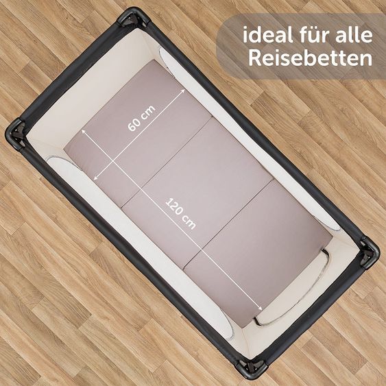 Alvi Travel bed mattress Comfort - 60 x 120 cm / Height 6 cm, breathable, washable, tested for harmful substances - Grey