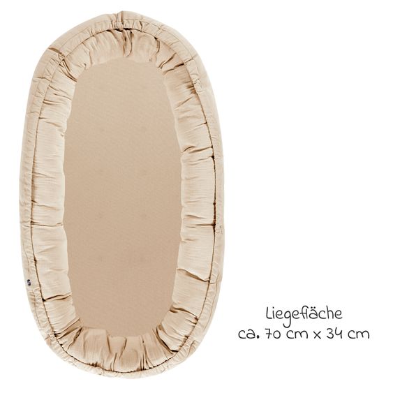 Alvi Muslin slumber nest with climate-regulating cold foam mattress - sand-beige