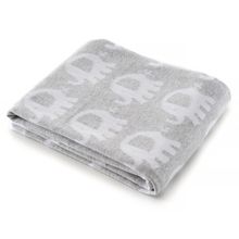 Cotton blanket 75 x 100 cm - Elephants - Grey White