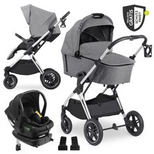 Set di passeggini 4in1 Vision X Trio Set - incl. seggiolino auto i-Size e base Isofix e set di accessori XXL - Grigio Melange