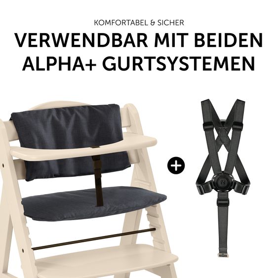 Hauck Set neonato Alpha Plus Vanilla 4 pezzi - Seggiolone + Attacco per neonato 2in1 e Dondolo Premium + Cuscino per la seduta - Grigio scuro