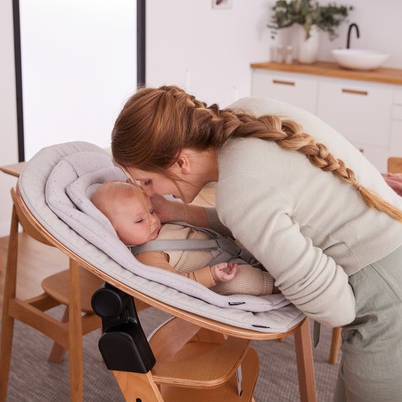 Hauck Set per neonati Beta Plus Natural 5 pezzi Eco - seggiolone + sdraietta 2in1, tavola da pranzo, cuscino per sedersi - Grigio chiaro