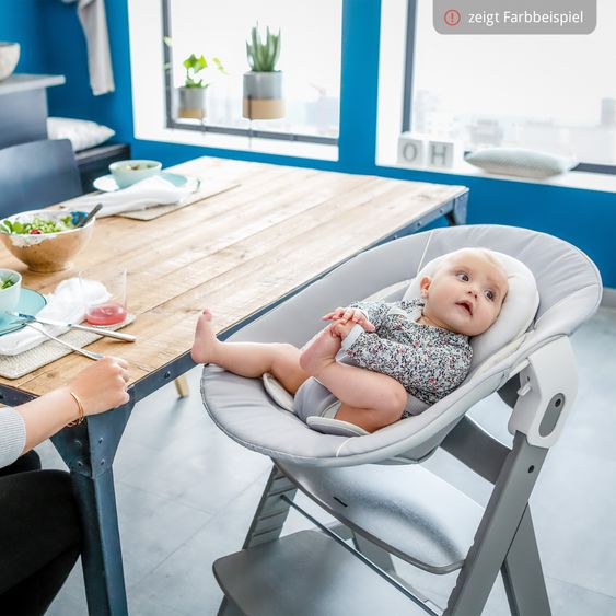 Hauck Set neonato 5 pezzi Beta Plus White - Seggiolone + sdraietta 2in1 per neonati, tavoletta, cuscino per sedersi - Grigio Stretch