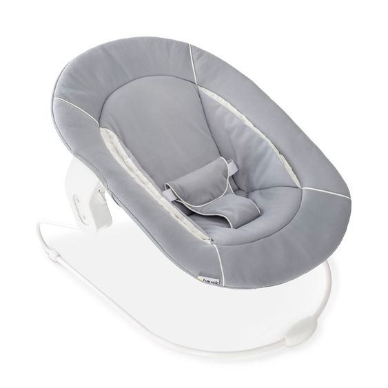 Hauck Set neonato 5 pezzi Beta Plus White - Seggiolone + sdraietta 2in1 per neonati, tavoletta, cuscino per sedersi - Grigio Stretch