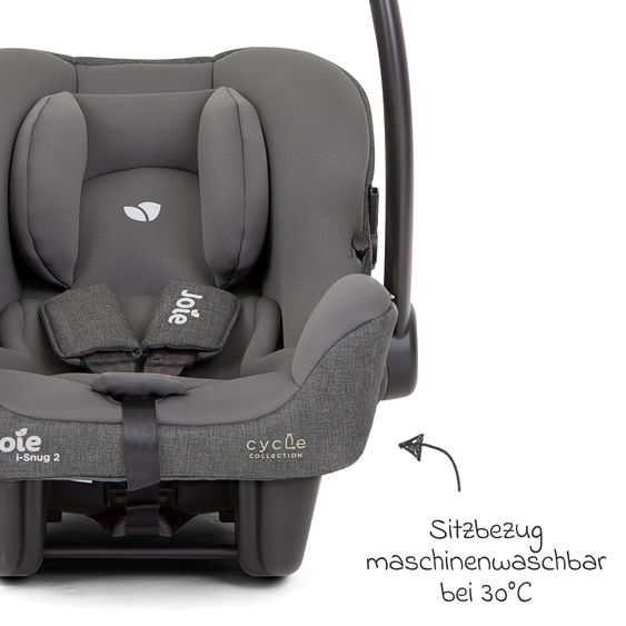 joie Seggiolino auto per neonati i-Snug 2 i-Size dalla nascita ai 13 kg (40 cm-75 cm) con riduttore di seduta di soli 3,35 kg - Cycle Collection - Grigio conchiglia