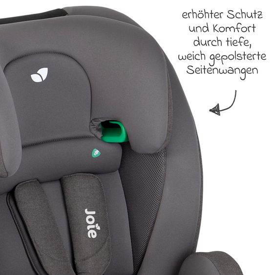 joie Child seat Fortifi R129 i-Size from 15 months - 12 years (76 cm - 145 cm) incl. backrest protection Cover Me - Thunder