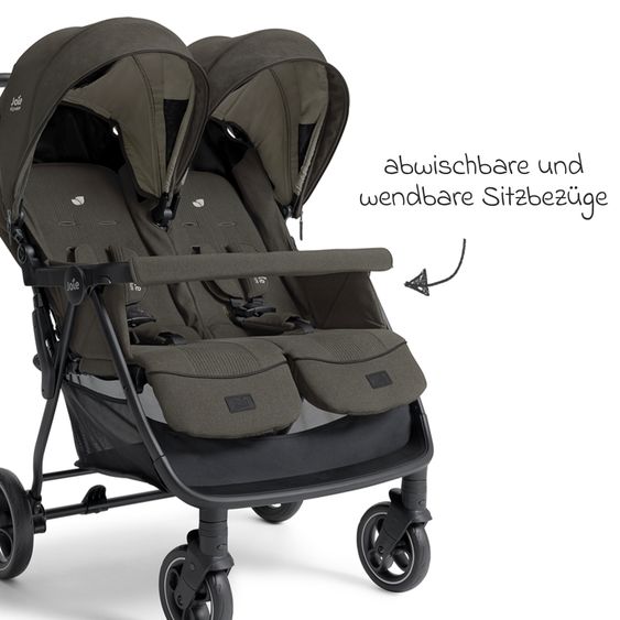 Joie Signature Estrella sibling & twin pushchair up to 22 kg (per seat) incl. adapter, carrycot & raincover - Signature - Evergreen