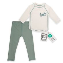 Set da bagno maglia e leggings con protezione UV - Granchio - Bianco sporco / Menta - Taglia 98
