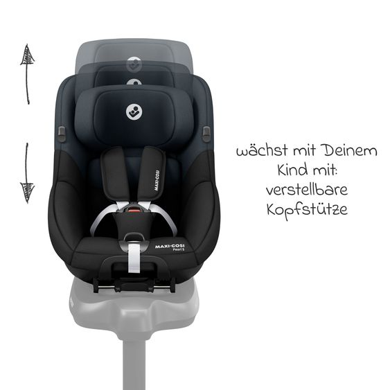 Maxi-Cosi 3in1 infant car seat & reboarder set from birth to 4 years with (40 - 105 cm) with Pebble S i-Size infant car seat & Pearl S child seat incl. FamilyFix S Isofix base & backrest protector - Tonal Black