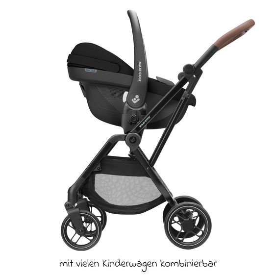 Maxi-Cosi 3in1 infant car seat & child seat set FamilyFix S from birth to 4 years (40cm - 105 cm with infant car seat Pebble S & child seat Pearl S incl. Isofix base FamilyFix S, protective pad & pacifier bag - Tonal Black