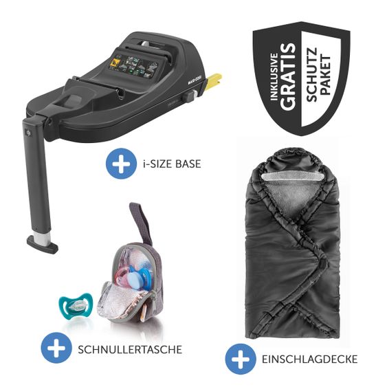 Maxi-Cosi Seggiolino auto CabrioFix i-Size dalla nascita ai 15 mesi (40-75 cm) i-Size Base, Coperta e Portaciuccio - Essential Graphite