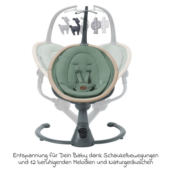 Maxi-Cosi Baby swing Cassia Swing only 4 kg light with 5 swing speeds, several sitting and reclining positions 12 melodies & 2 toys - Beyond Green Eco