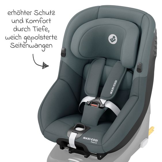 Maxi-Cosi Reboarder child seat Pearl S i-Size from 3 months - 4 years (61 cm - 105 cm) incl. Isofix base FamilyFix S, protective pad & pacifier bag - Tonal Graphite