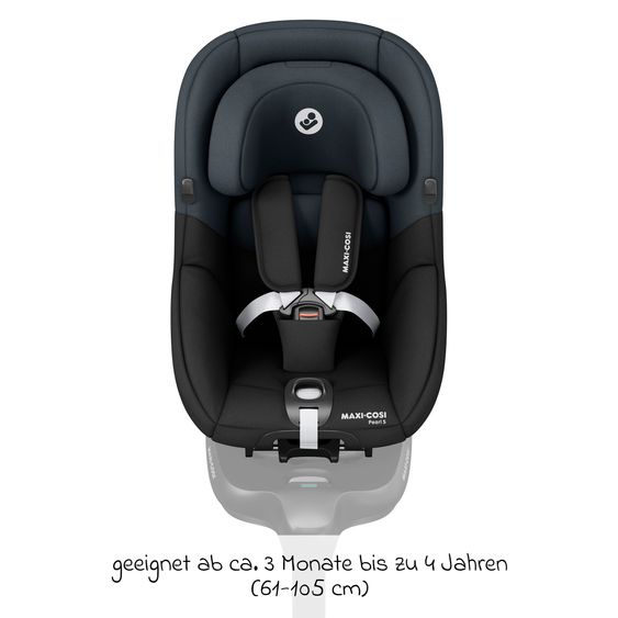 Maxi-Cosi Reboarder child seat Pearl S i-Size from 3 months - 4 years (61 cm - 105 cm) with Easy-in hooks & G-Cell side impact technology - Tonal Black