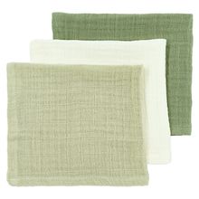 Muslin cloth / washcloth / burp cloth 3-pack muslin 30 x 30 cm - Naturel / Soft Olive