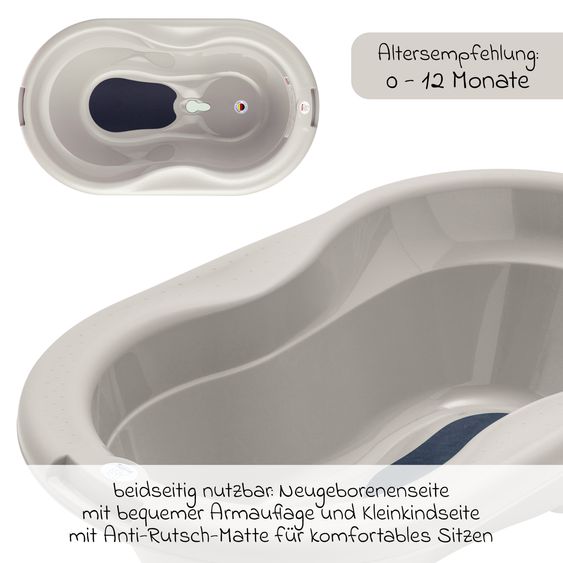 Rotho Babydesign 4-piece Tilo bath set / bathing station - incl. bathtub + bath stand + bath lounger + drain hose - cappuccino