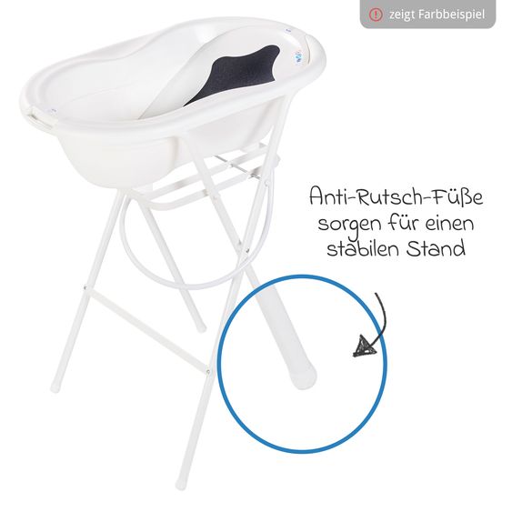 Rotho Babydesign Set da bagno / stazione da bagno Tilo da 4 pezzi - include vasca da bagno + supporto da bagno + lettino da bagno + tubo di scarico - Verde salvia