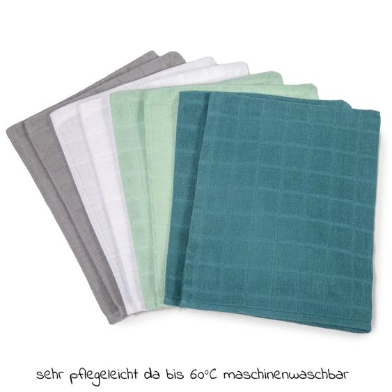 Rotho Babydesign Foldable Baby Bath 2 Go + Free Gauze Washing Handbag 8 Pack - Patina / Mint