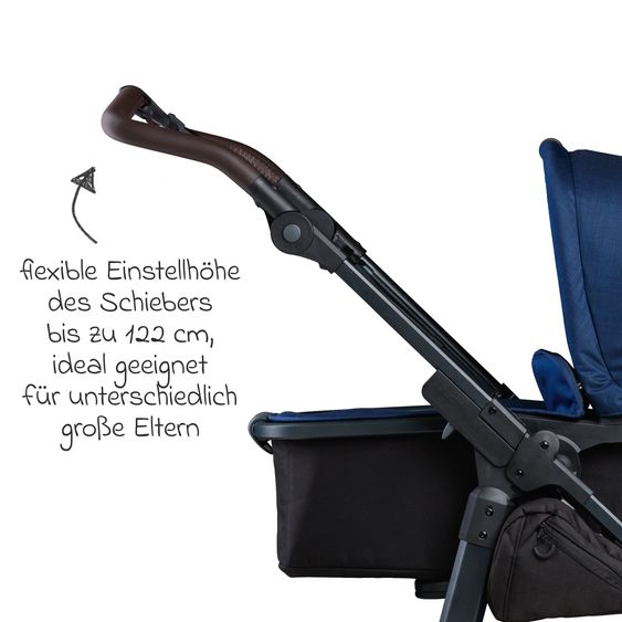 TFK Set passeggino 3in1 Mono 2 con pneumatici, comprensivo di unità combinata (navicella+seggiolino) con posizione reclinabile, seggiolino auto Pebble Pro e pacchetto accessori XXL - Marine