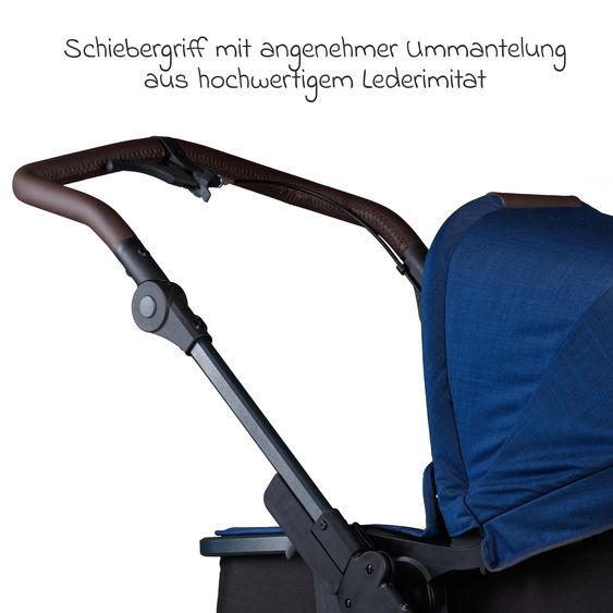 TFK Set passeggino 3in1 Mono 2 con pneumatici, comprensivo di unità combinata (navicella+seggiolino) con posizione reclinabile, seggiolino auto Pebble Pro e pacchetto accessori XXL - Marine