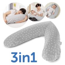 Cuscino per allattamento The Original 190 cm - Foglie - Grigio