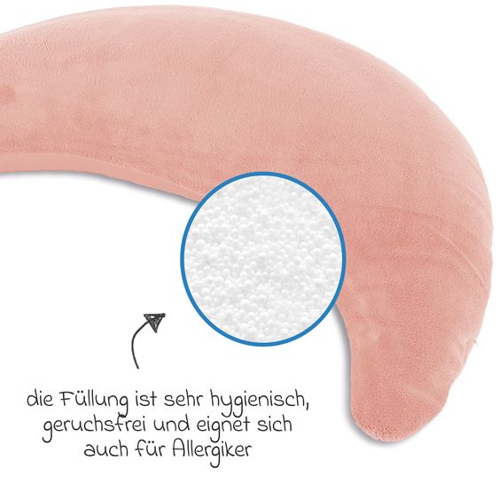 Theraline Cuscino per l'allattamento La luna di peluche - con imbottitura di microsfere 140 cm - rosa cipria