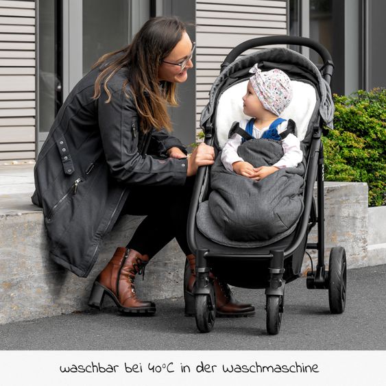 Zamboo 2in1 Universal-Fleece-Fußsack Sitzauflage und Fußsack mit Kapuze für Babyschale, Babywanne und Buggy, inkl. Tasche - Grau