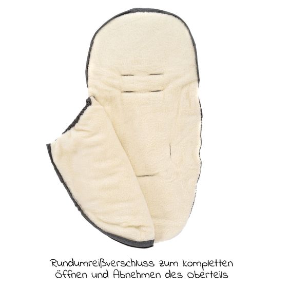 Zamboo 2in1 Universal-Fleece-Fußsack Sitzauflage und Fußsack mit Kapuze für Babyschale, Babywanne und Buggy, inkl. Tasche - Grau